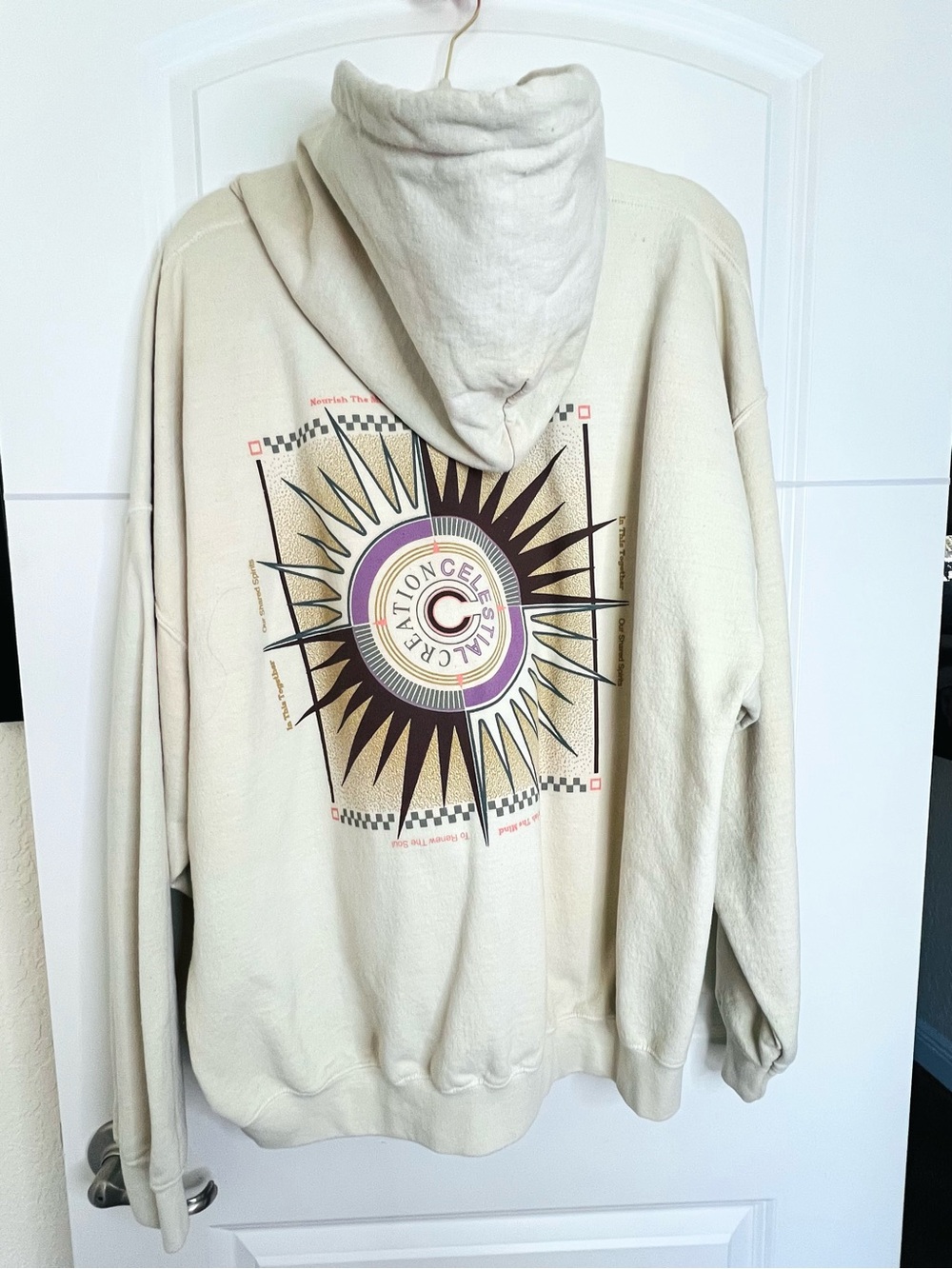 BDG Urban Outfitters Celestial Graphic Hoodie Cream Size XL